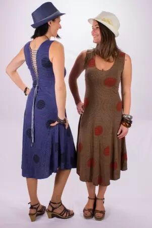 Robe Papaya longue Mandala Circle bleu � motif circulaire