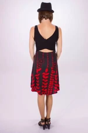 Robe Paquita courte Digital Flower rouge � fleurs
