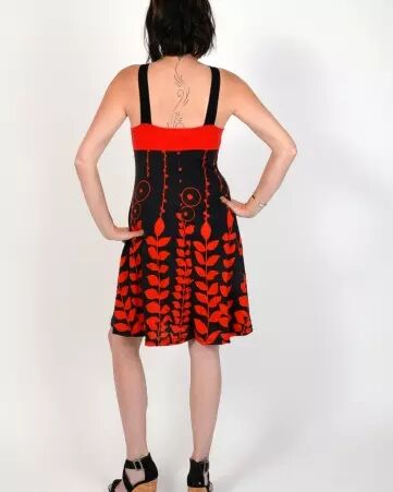 Robe Nouna Digital Flower rouge imprim� vibrant