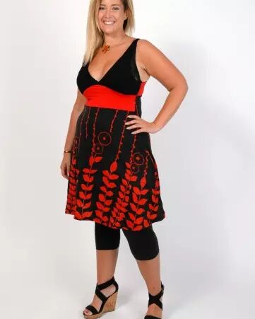 Robe Nouna Digital Flower rouge imprim� vibrant