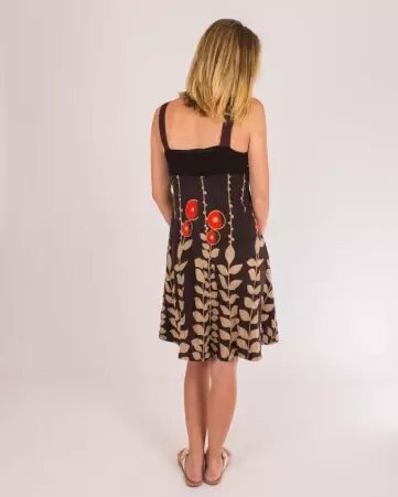 Robe Nouna Digital Flower brun � fleurs graphiques