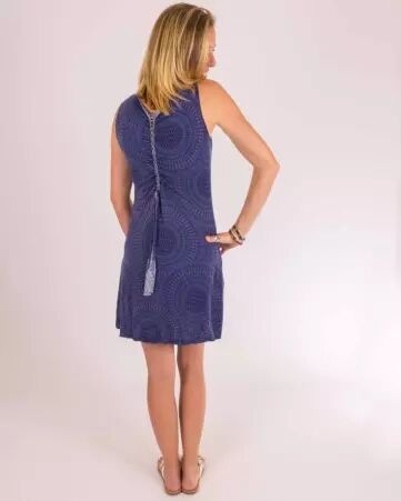 Robe Papaya courte Mandala Circle bleu imprim� rond