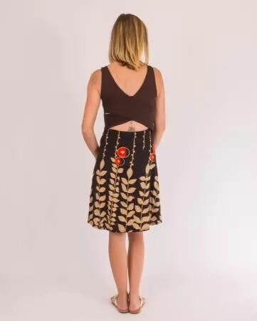 Robe Paquita courte Digital Flower brun � fleurs graphiques
