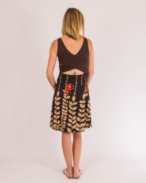 Robe Paquita courte Digital Flower brun robe fluide