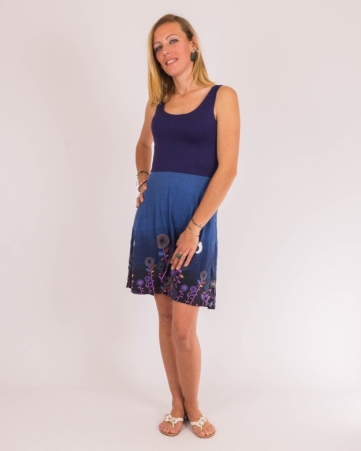Robe Paquita courte Jungle Paradise bleu imprim� tropical