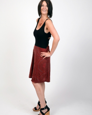 Robe Paquita courte Mandala Circle rouge � motif mandala