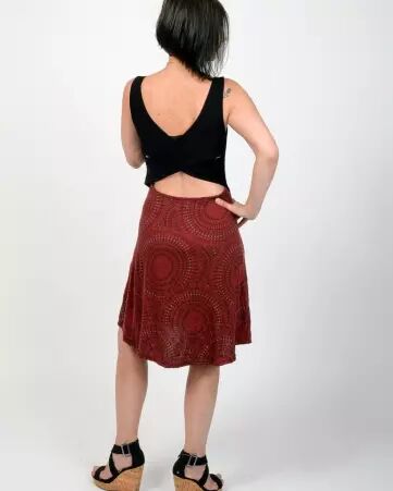 Robe Paquita courte Mandala Circle rouge � motif mandala