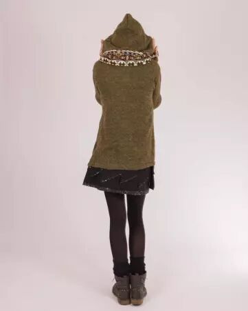 Gilet Madura� Hoodie Kaki pi�ce cosy � la ligne actuelle et aux finitions propres