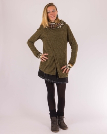 Gilet Madura&iuml; Hoodie Kaki v&ecirc;tement chaud &agrave; la coupe fluide et au style contemporain