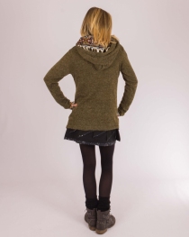 Gilet Madura&iuml; Hoodie Kaki pi&egrave;ce en tricot &agrave; l'esth&eacute;tique soign&eacute;e et facile &agrave; porter