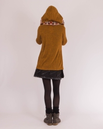 Gilet Madura&iuml; Hoodie Camel maille douce au toucher confortable et &agrave; l'allure actuelle