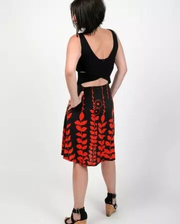 Robe Paquita courte Digital Flower rouge � fleurs