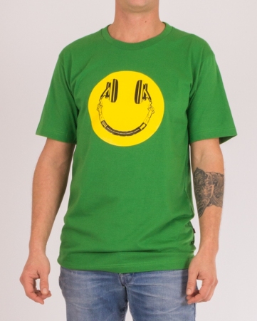 Tee shirt headphone smiley vert tee-shirt smiley casque vert fun