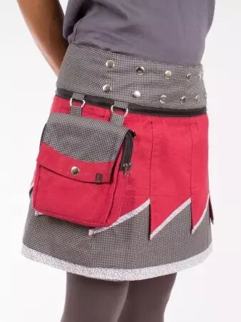 Jupe r�versible Jag Design Madras courte v�tement f�minin graphique � la coupe courte �quilibr�e