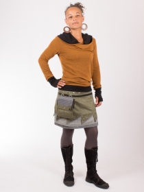 Jupe r&eacute;versible Jag Design Olivine courte pi&egrave;ce mode au design naturel et moderne