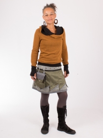 Jupe r&eacute;versible Jag Design Olivine courte cr&eacute;ation textile r&eacute;versible &agrave; l'esth&eacute;tique douce