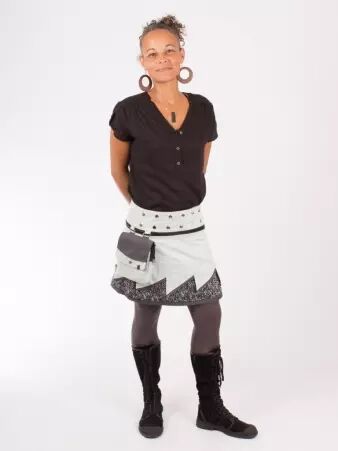 Jupe r�versible Jag Design Puritain grey courte cr�ation textile au design �quilibr�