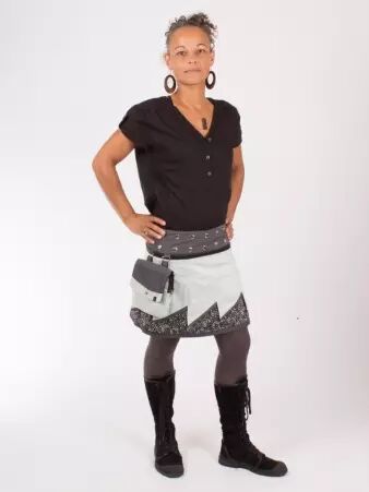 Jupe r�versible Jag Design Puritain grey courte cr�ation textile au design �quilibr�