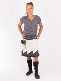 Jupe r&eacute;versible Jag Design Eucalyptus longue cr&eacute;ation textile &agrave; la ligne fluide et au design v&eacute;g&eacute;tal