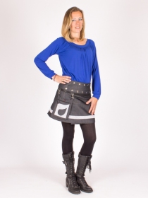 Jupe r&eacute;versible Denim style Polka Dot courte pi&egrave;ce de pr&ecirc;t-&agrave;-porter au tomb&eacute; fluide et &agrave; l'allure moderne