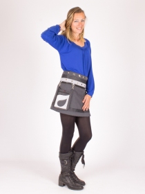 Jupe r&eacute;versible Denim style Polka Dot courte cr&eacute;ation textile pens&eacute;e pour le confort et l'&eacute;l&eacute;gance quotidienne