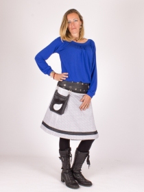 Jupe r&eacute;versible Denim style Japan longue cr&eacute;ation mode au design &eacute;pur&eacute; et &agrave; l'esprit casual chic