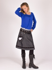 Jupe r&eacute;versible Denim style Japan longue v&ecirc;tement en maille &agrave; la coupe confortable et au style contemporain