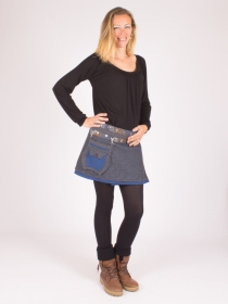 Jupe r&eacute;versible Smart Wool Eclectic Blue courte pi&egrave;ce mode color&eacute;e et structur&eacute;e