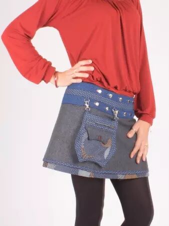 Jupe r�versible Smart Wool Milky Way courte v�tement f�minin graphique en laine chaude