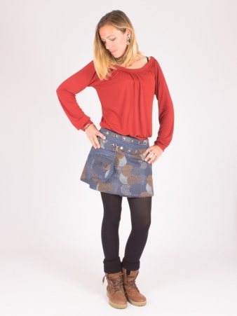 Jupe r�versible Smart Wool Milky Way courte v�tement f�minin graphique en laine chaude