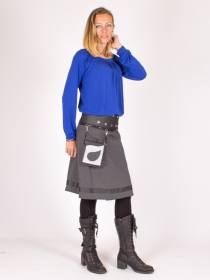 Jupe r&eacute;versible Denim style Polka Dot longue pi&egrave;ce textile polyvalente &agrave; la ligne &eacute;l&eacute;gante et moderne