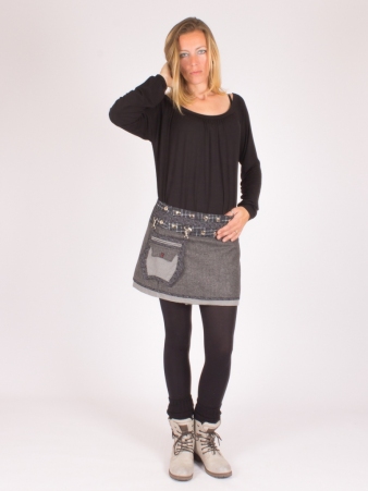 Jupe r�versible Smart Wool Seigaiha courte jupe r�versible courte en laine au motif Seigaiha japonais