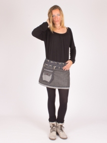 Jupe r&eacute;versible Smart Wool Seigaiha courte jupe r&eacute;versible courte en laine au motif Seigaiha japonais