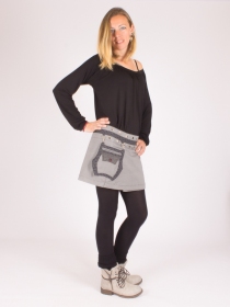 Jupe r&eacute;versible Smart Wool Seigaiha courte v&ecirc;tement f&eacute;minin graphique d'inspiration nippone