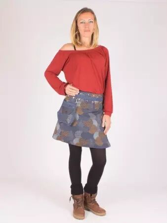 Jupe r�versible Smart Wool Milky Way mi-longue pi�ce mode polyvalente en laine graphique