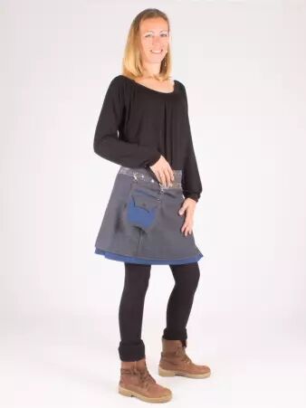 Jupe r�versible Smart Wool Eclectic Blue mi-longue v�tement f�minin confortable et chaud