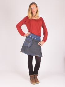 Jupe r&eacute;versible Smart Wool Milky Way mi-longue pi&egrave;ce mode polyvalente en laine graphique