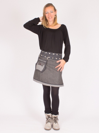 Jupe r�versible Smart Wool Seigaiha mi-longue v�tement f�minin confortable et graphique
