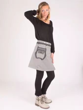 Jupe r�versible Smart Wool Seigaiha mi-longue v�tement f�minin confortable et graphique