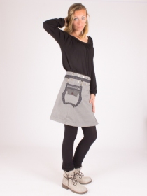 Jupe r&eacute;versible Smart Wool Seigaiha mi-longue cr&eacute;ation textile chaude au style contemporain