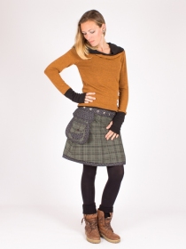 Jupe r&eacute;versible Campbell Scotland Tartan Kaki mi-longue cr&eacute;ation textile pens&eacute;e pour le confort et l'&eacute;l&eacute;gance quotidienne