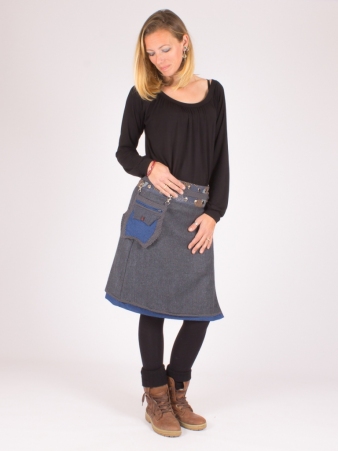 Jupe r�versible Smart Wool Eclectic Blue longue v�tement f�minin fluide et �l�gant