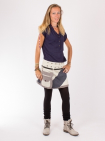 Jupe r&eacute;versible Mixity Eucalyptus courte v&ecirc;tement f&eacute;minin graphique au style v&eacute;g&eacute;tal contemporain