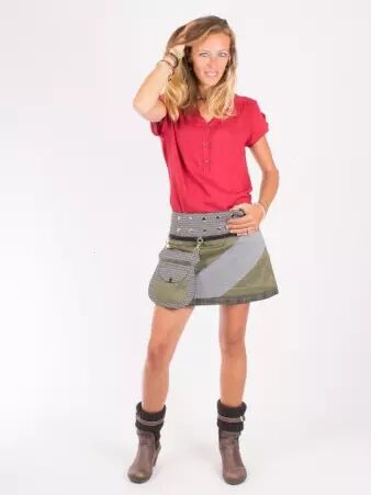 Jupe r�versible Mixity Olivine courte pi�ce mode r�versible au design doux