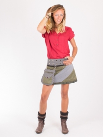 Jupe r&eacute;versible Mixity Olivine courte pi&egrave;ce mode r&eacute;versible au design doux