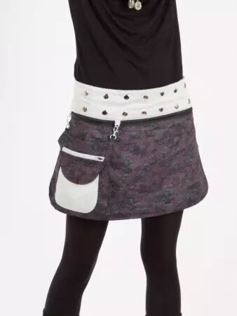Jupe r�versible Mixity Puritain grey courte cr�ation textile au design intemporel