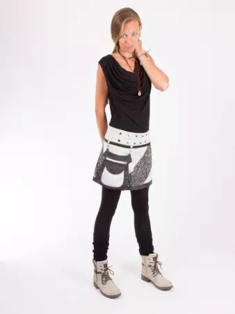Jupe r�versible Mixity Puritain grey courte cr�ation textile au design intemporel