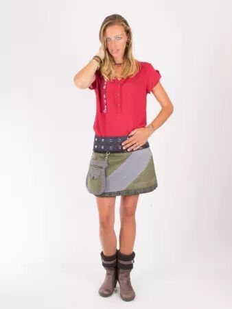 Jupe r�versible Mixity Olivine courte pi�ce mode r�versible au design doux