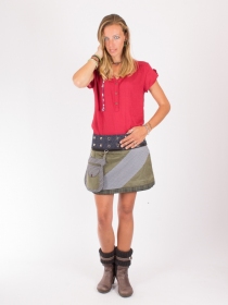 Jupe r&eacute;versible Mixity Olivine courte cr&eacute;ation textile au style frais et moderne