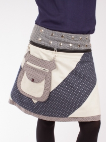 Jupe r&eacute;versible Mixity Eucalyptus mi-longue v&ecirc;tement f&eacute;minin au style v&eacute;g&eacute;tal graphique